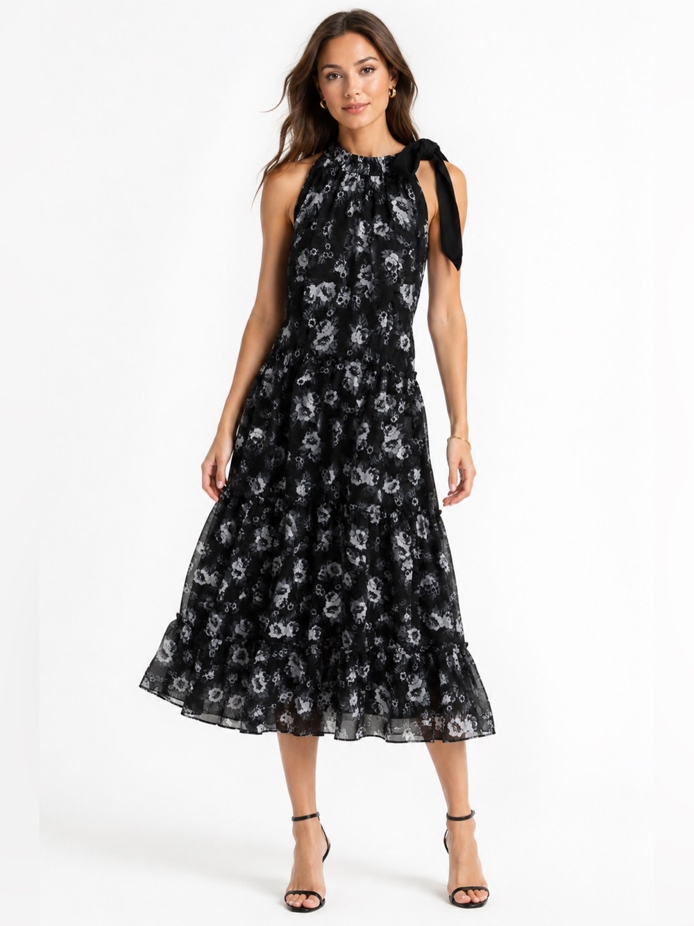 🌺 Kate Spade New York Textured Floral Tiered Midi Dress